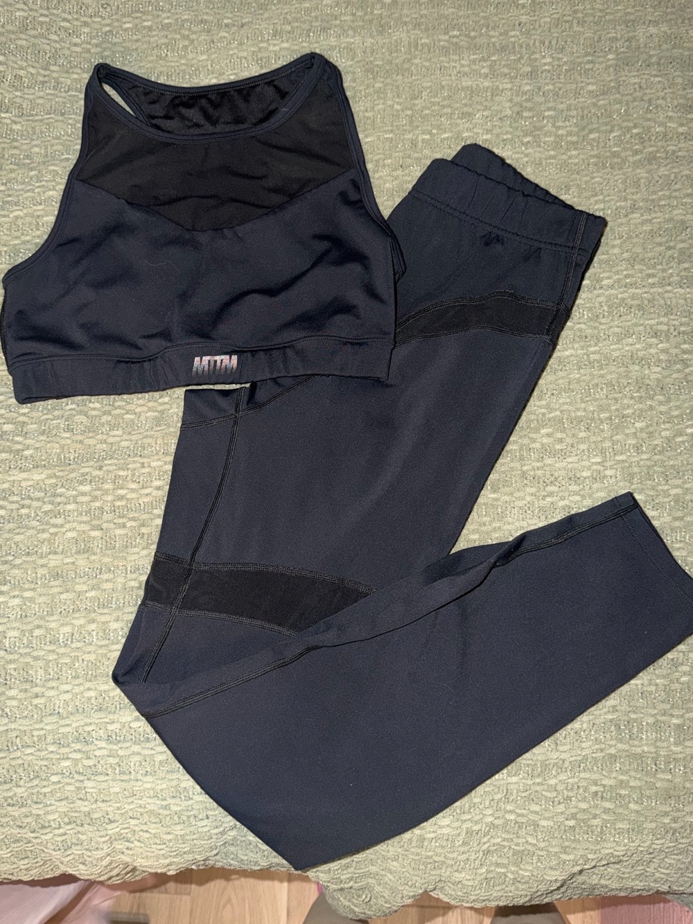 MTTM Black Athleisure Set with Mesh Accents - M